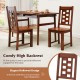 Set of 2 wooden dining chairs with solid rubber wood frame in walnut, featuring a curved high backrest for comfort.