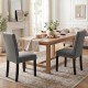 Set of 2 wooden dining chairs with soft cushions and bent wood legs, perfect for home or cafe dining.
