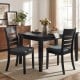 Black upholstered dining chairs set of 4 with rubber wood frame, featuring high backrest and padded seats for comfort.