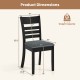 Wooden dining chair with slatted back, upholstered seat, and rubber wood frame; ideal for kitchen or dining room use.