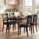 Set of 4 black upholstered dining chairs with rubber wood frame, featuring high backrests and spacious padded seats for.