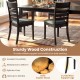 Black wooden dining chair set of 4 with rubber wood frame, upholstered seats, and high backrest for comfort and support.