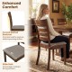Wooden dining chair with a curved slatted backrest and wide upholstered seat, perfect for comfortable dining.