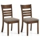 Set of 2 wooden dining chairs with upholstered seats, rubber wood frame, ideal for kitchen or dining room use.