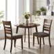 Brown wooden dining chairs set of 2 with upholstered seats and rubber wood frame, perfect for kitchen or dining room.