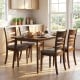 Brown upholstered kitchen chairs set of 2 with rubber wood frame, featuring high backrest and slatted design for.