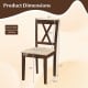Wooden dining chair dimensions with ergonomic backrest, upholstered seat, and rubber wood legs for kitchen use.