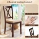 Wooden dining chair with ergonomic curved backrest and skin-friendly fabric, perfect for kitchens and dining rooms.