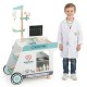 Wooden doctor playset cart with medical accessories for kids, featuring realistic scanning and measurement tools for.
