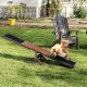 Wooden dog agility seesaw in gray for outdoor training, featuring a stable triangular base and high-traction surface.