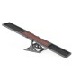 Wooden dog agility seesaw in gray with a sand grain asphalt surface, designed for outdoor obstacle courses and training.