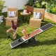Wooden dog agility seesaw in gray, crafted from spruce wood, designed for outdoor obstacle courses and dog training.