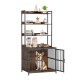 Wooden dog crate furniture in rustic brown with storage shelves, double doors, and a cozy space for small to medium.