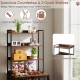 Wooden dog crate furniture in rustic brown with 3 open shelves and protective raised edges for organized storage.