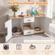 Wooden hidden cat house cabinet with two drawers and doors, ideal for storage and a concealed litter area in any room.