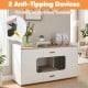 Wooden hidden cat house cabinet with wide countertop, two drawers, and anti-tipping devices for added safety in busy households.