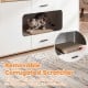 Removable corrugated scratcher for the Wooden Hidden Cat House Cabinet, allowing cats to sharpen claws during play.