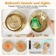 Wooden kids kitchen playset featuring two stoves with realistic sounds and lights, perfect for imaginative cooking play.