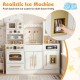 Wooden kids kitchen playset featuring a realistic ice machine and interactive elements for imaginative play.