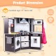 Wooden kids play kitchen playset with realistic lights and sounds, featuring a lighted stovetop and accessories for.