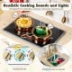 Wooden play kitchen with realistic cooking sounds, lights, and rotary knobs, featuring a pretend sink and faucet for.