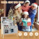 Wooden pretend play kitchen set for toddlers in gray with realistic features, promoting creativity and social skills.
