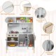 Wooden pretend play kitchen set for toddlers in gray, featuring a removable sink, hooks, and anti-toppling device for.
