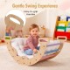 Wooden rocking climbing arch with cushion, featuring easy-to-grip handles, ideal for kids' play and gentle swinging.