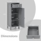 Gray wooden storage cabinet with drawer and adjustable shelves, ideal for bathroom or living room organization.