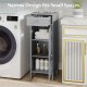Gray wooden storage cabinet with a drawer and adjustable shelves, perfect for small spaces in bathrooms or living rooms.