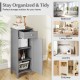 Gray wooden storage cabinet featuring a drawer and adjustable shelves, perfect for organizing any room in your home.