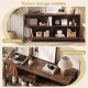 Wooden TV stand in rustic brown with spacious tabletop and 4 open shelves for storage, designed for TVs up to 55 inches.
