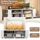Wooden TV stand in white with 8 open shelves, 59" long, for TVs up to 65", ideal for modern living room decor.