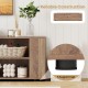 Wooden TV stand with 8 open shelves, light gray finish, featuring reliable construction and 5 support feet for.