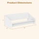 Wooden tilting bookcase dimensions showing 6" height, 8" depth, and 16" width, ideal for desktop organization.
