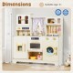 Wooden toy kitchen playset in beige with 14 accessories, featuring oven, sink, and multiple storage compartments for.