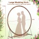 Large wooden wedding arch in round shape, 7.4 ft tall, ideal for ceremonies and outdoor decor, sturdy fir wood.