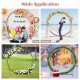 Wooden wedding arch in round shape, crafted from natural fir wood, ideal for outdoor ceremonies and festive decorations.