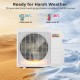 X-Pro 18000 BTU mini split AC with heat pump, showcasing electrical heating for consistent performance in harsh weather.