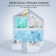 Multi-zone climate control illustration showing 2 zones with independent temperature settings for optimal comfort.