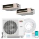 Concealed ducted mini split AC system with 35,000 BTU, featuring dual zones and smart control for efficient cooling.