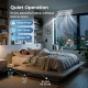 X-Pro 35000 BTU mini split AC unit in a bedroom setting, featuring quiet operation and sleep mode for peaceful rest.