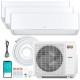 Three indoor units of the X-Pro 35000 BTU Mini Split AC system with outdoor unit, featuring energy-efficient heating.