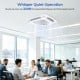 Ceiling cassette mini split AC with whisper quiet operation at 32 dB, ideal for offices and commercial spaces.