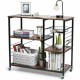 Rolling industrial kitchen baker’s storage shelf with 3-tier shelves, mesh basket, and 4 swivel wheels for easy.