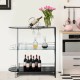 Black 2-holder bar table with tempered glass shelves, ideal for wine storage and enhancing modern interior decor.