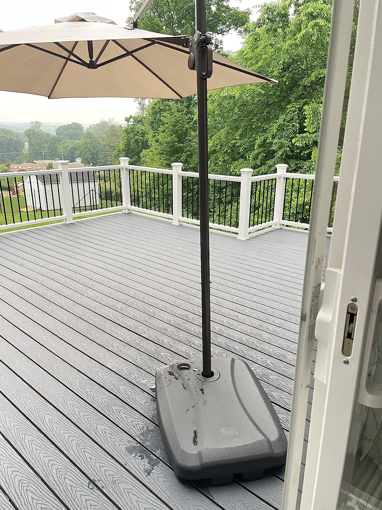 black umbrella patio Black Crank & Tilt Steel Round Outdoor Patio Umbrella, 7.5'
